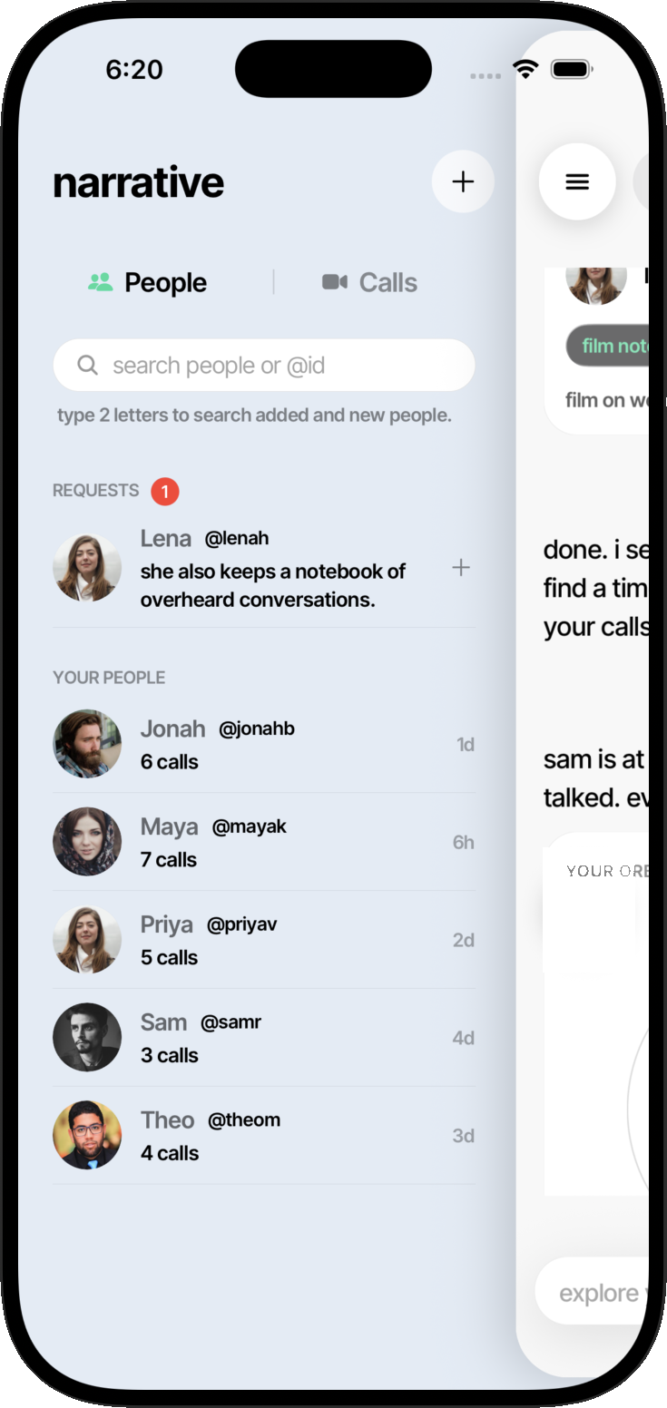 narrative People list with search
